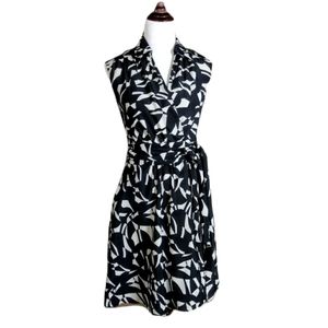 Retro Geometric Print Wrap Dress